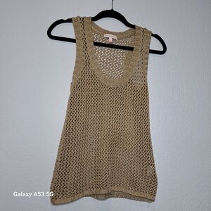 Elegant Knit Tan Tank Shimmer Top